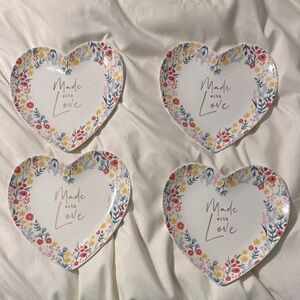 Floral Heart-Shaped Plates - Set of 4